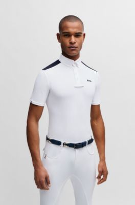 Equestrian half-sleeve shirt with shoulder inserts, White