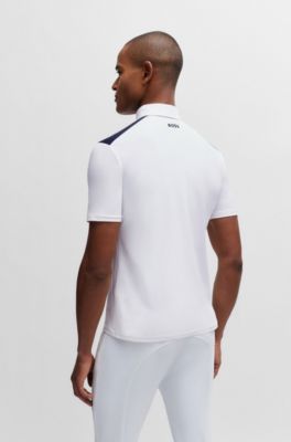 Equestrian half-sleeve shirt with shoulder inserts, White
