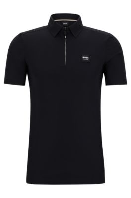 Equestrian training shirt with signature logo patch, Black