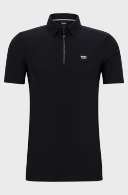 Chemise d&rsquo;entra&icirc;nement d&rsquo;&eacute;quitation avec patch logo embl&eacute;matique, Noir