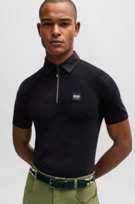 Equestrian training shirt with signature logo patch, Black