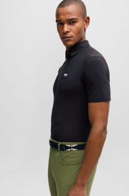 Equestrian training shirt with signature logo patch, Black