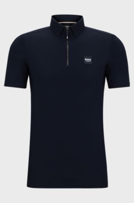 Equestrian training shirt with signature logo patch, Dark Blue