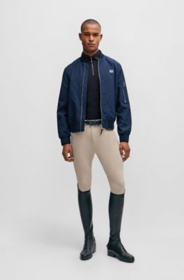 Equestrian training shirt with signature logo patch, Dark Blue