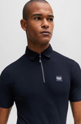 Equestrian training shirt with signature logo patch, Dark Blue