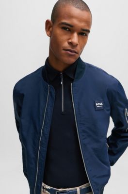 Equestrian training shirt with signature logo patch, Dark Blue