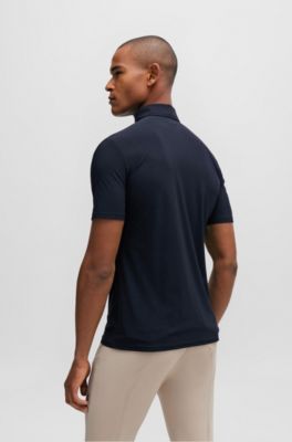 Equestrian training shirt with signature logo patch, Dark Blue