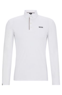 Equestrian show shirt in white with signature-stripe details, White
