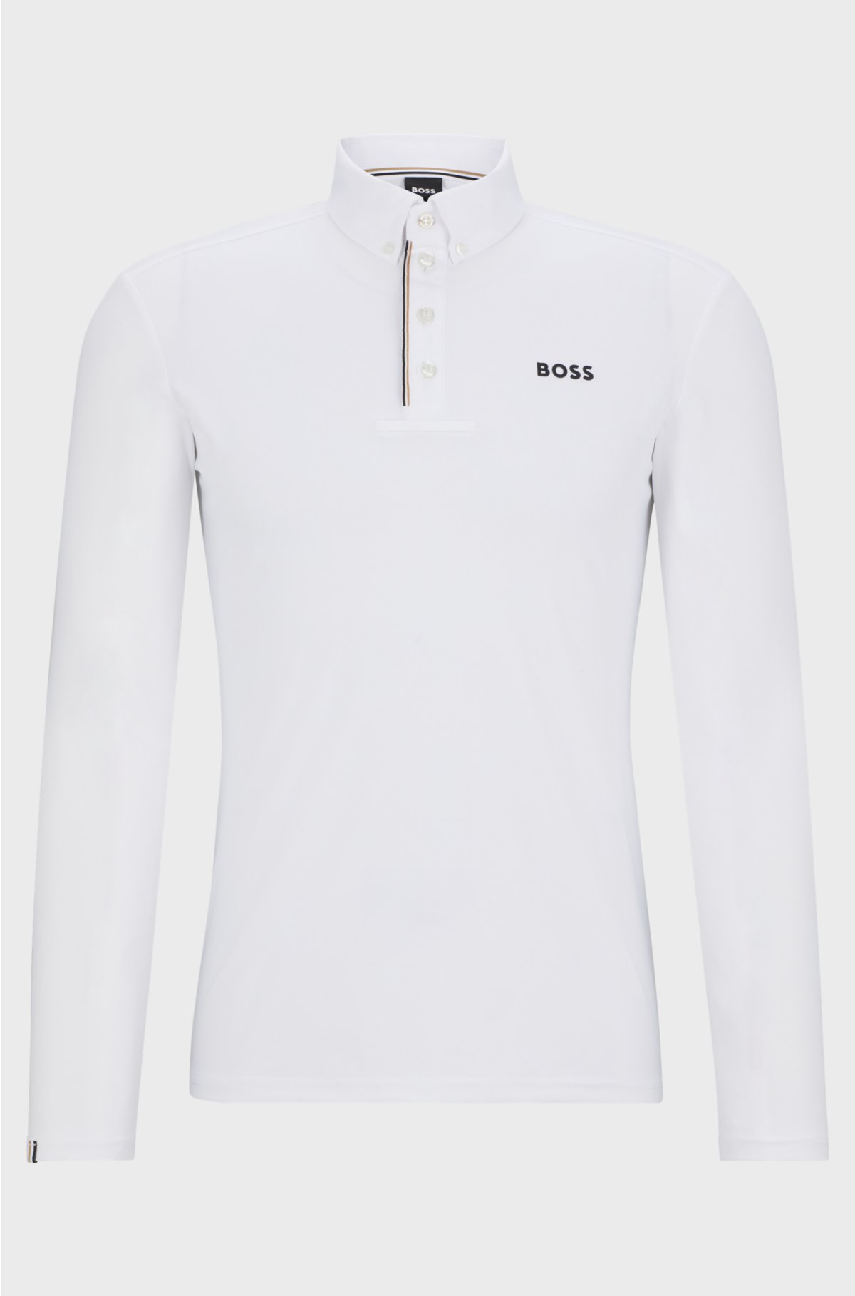 Equestrian show shirt in white with signature-stripe details, White