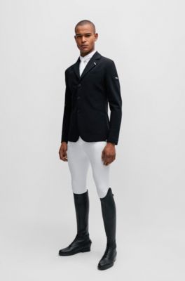 Equestrian show shirt in white with signature-stripe details, White
