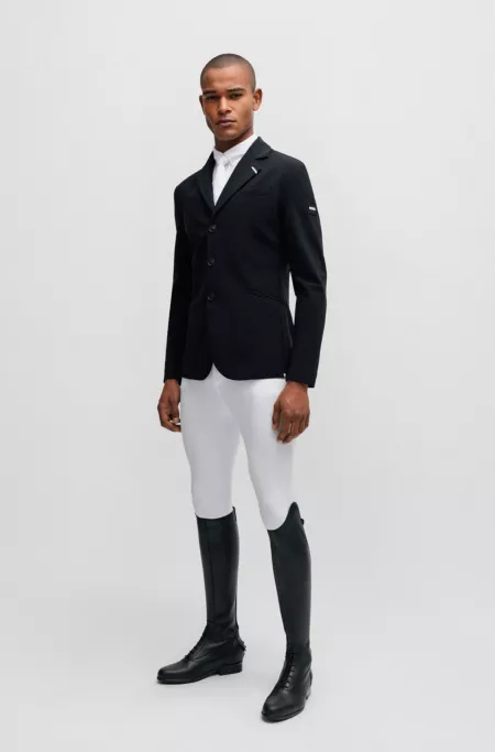 Equestrian show shirt in white with signature-stripe details