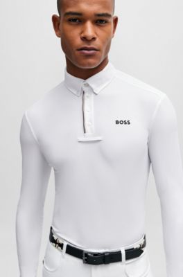 Equestrian show shirt in white with signature-stripe details, White