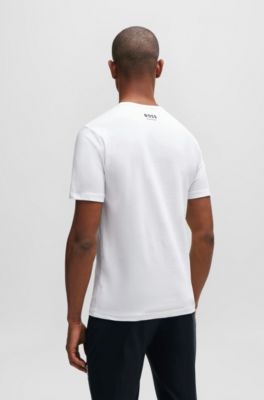 Equestrian short-sleeved stretch-cotton T-shirt with logo, White