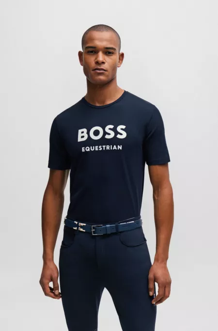 Equestrian short-sleeved stretch-cotton T-shirt with logo