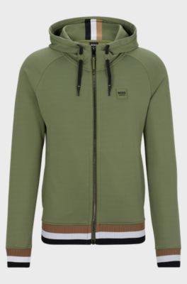 Equestrian zip-up hoodie with silicone logo patch, Light Green