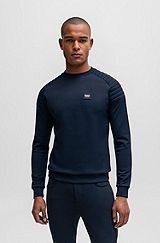 Equestrian sweatshirt in navy with shoulder pads, Dark Blue