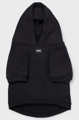 Hunde-Hoodie aus Baumwoll-Mix mit Kontrast-Logo, Schwarz