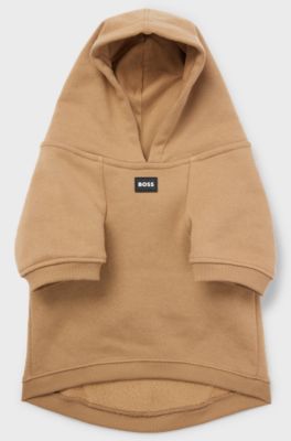 Hunde-Hoodie aus Baumwoll-Mix mit Kontrast-Logo, Beige