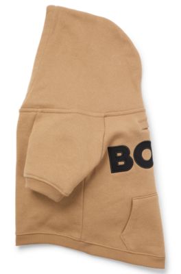 Dog hoodie in a cotton blend with contrast logo, Beige