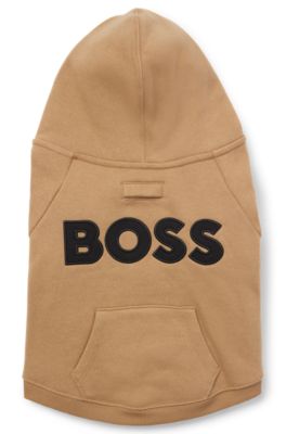 Dog hoodie in a cotton blend with contrast logo, Beige