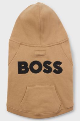 Hunde-Hoodie aus Baumwoll-Mix mit Kontrast-Logo, Beige