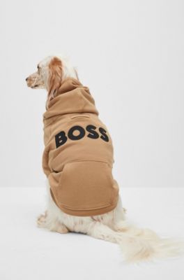Hunde-Hoodie aus Baumwoll-Mix mit Kontrast-Logo, Beige