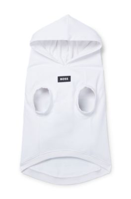 Dog beach hoodie in cotton with palm-tree print, White