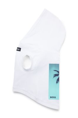 Dog beach hoodie in cotton with palm-tree print, White