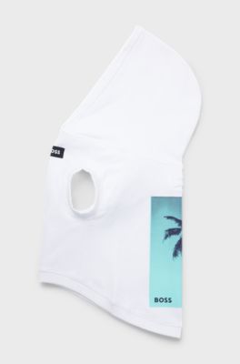 Dog beach hoodie in cotton with palm-tree print, White