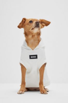 Felpa con cappuccio da spiaggia per cane in cotone con stampa con palme, Bianco
