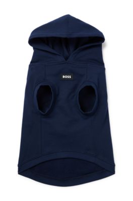 Dog beach hoodie in cotton with palm-tree print, Dark Blue