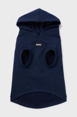 Felpa con cappuccio da spiaggia per cane in cotone con stampa con palme, Blu scuro