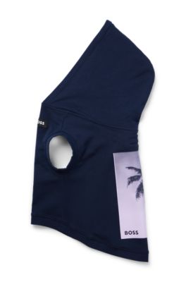 Dog beach hoodie in cotton with palm-tree print, Dark Blue