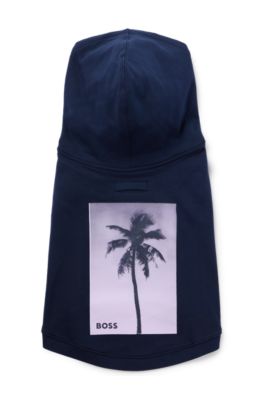 Dog beach hoodie in cotton with palm-tree print, Dark Blue