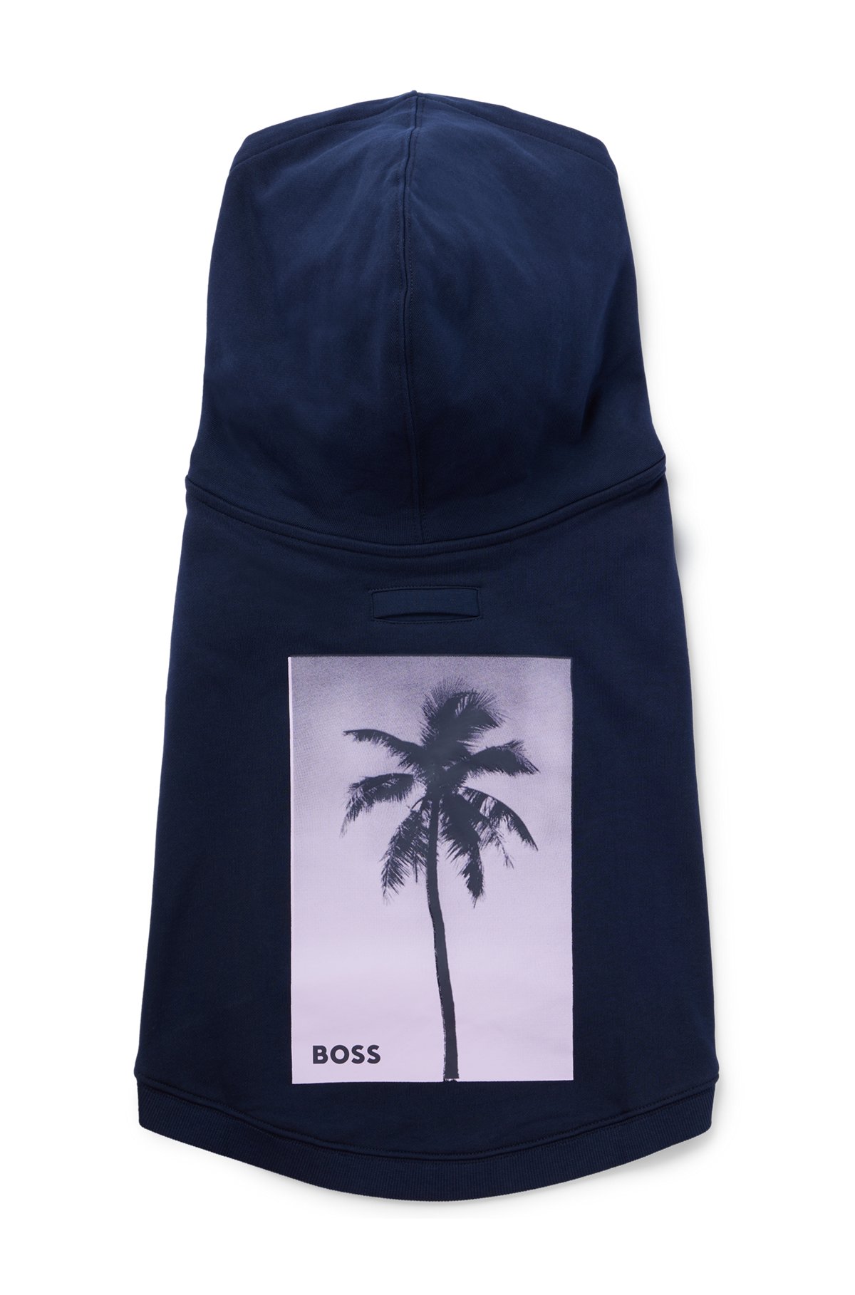 Strandhættetrøje i bomuld til hunde med tryk af palmetræ, Mørkeblå