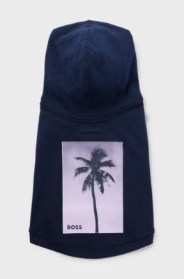 Dog beach hoodie in cotton with palm-tree print, Dark Blue