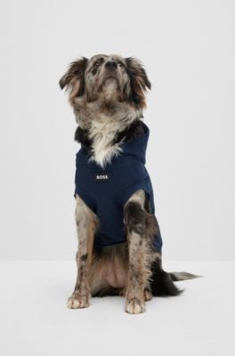 Felpa con cappuccio da spiaggia per cane in cotone con stampa con palme, Blu scuro