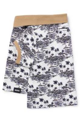 ドッグ ポロシャツ コットン パームツリープリント, ライトベージュ