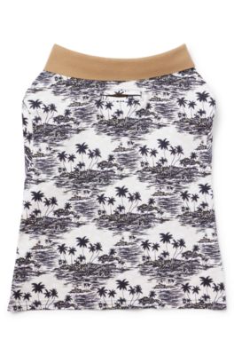 ドッグ ポロシャツ コットン パームツリープリント, ライトベージュ