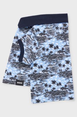 Dog polo shirt in cotton with palm-tree print, Light Blue