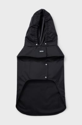 Dog raincoat in waterproof fabric with contrast logo, Black