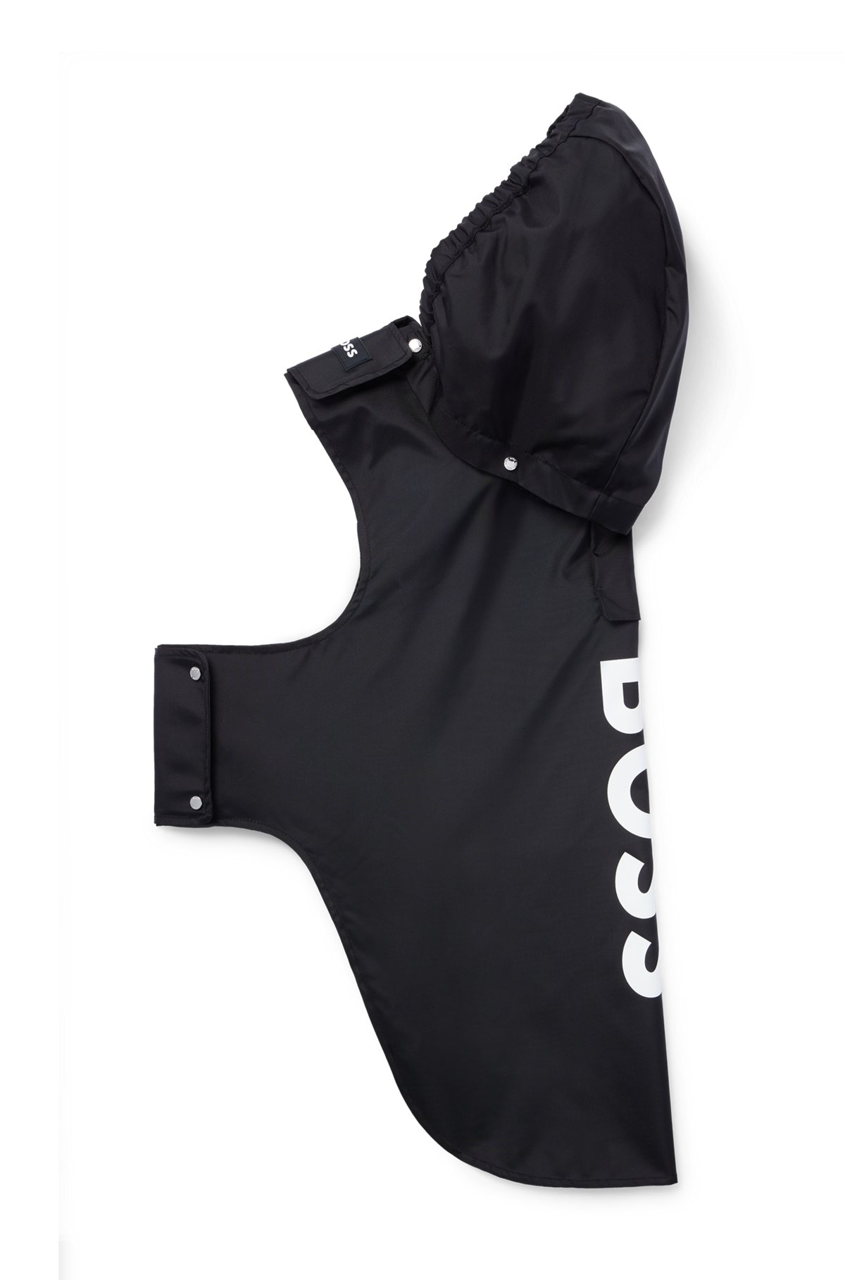 Dog raincoat in waterproof fabric with contrast logo, Black