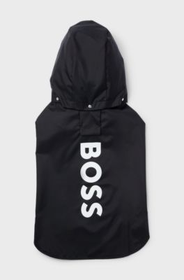 Dog raincoat in waterproof fabric with contrast logo, Black