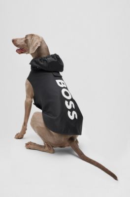 Dog raincoat in waterproof fabric with contrast logo, Black