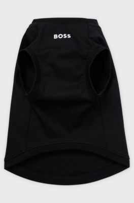 T-shirt per cane in cotone mercerizzato con logo a contrasto, Nero