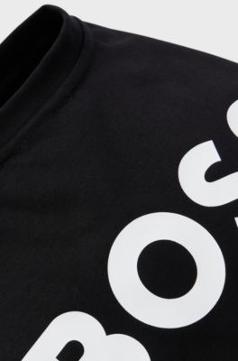 T-shirt per cane in cotone mercerizzato con logo a contrasto, Nero