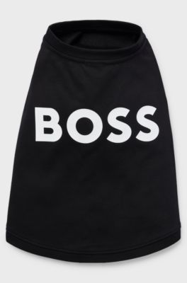 T-shirt per cane in cotone mercerizzato con logo a contrasto, Nero