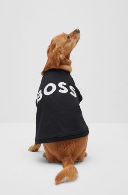 Hunde-T-Shirt aus merzerisierter Baumwolle mit Kontrast-Logo, Schwarz