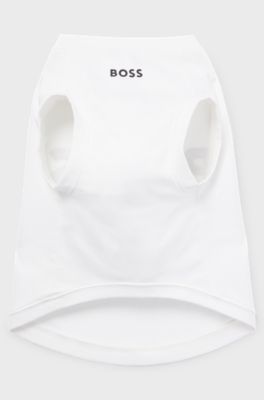 T-shirt per cane in cotone mercerizzato con logo a contrasto, Bianco