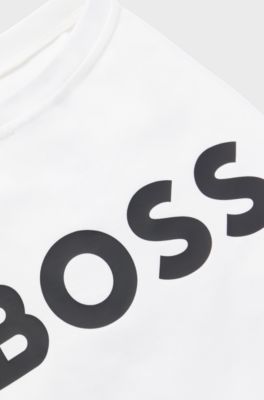 T-shirt per cane in cotone mercerizzato con logo a contrasto, Bianco